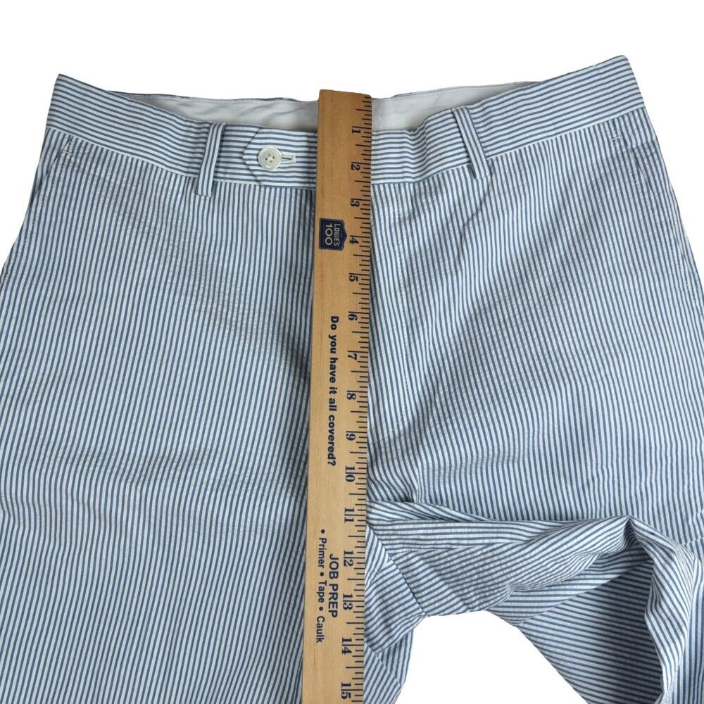 Brooks Brothers Fitzgerald Fit Pants Size 35W Blue White Striped Seersucker - Picture 2 of 7